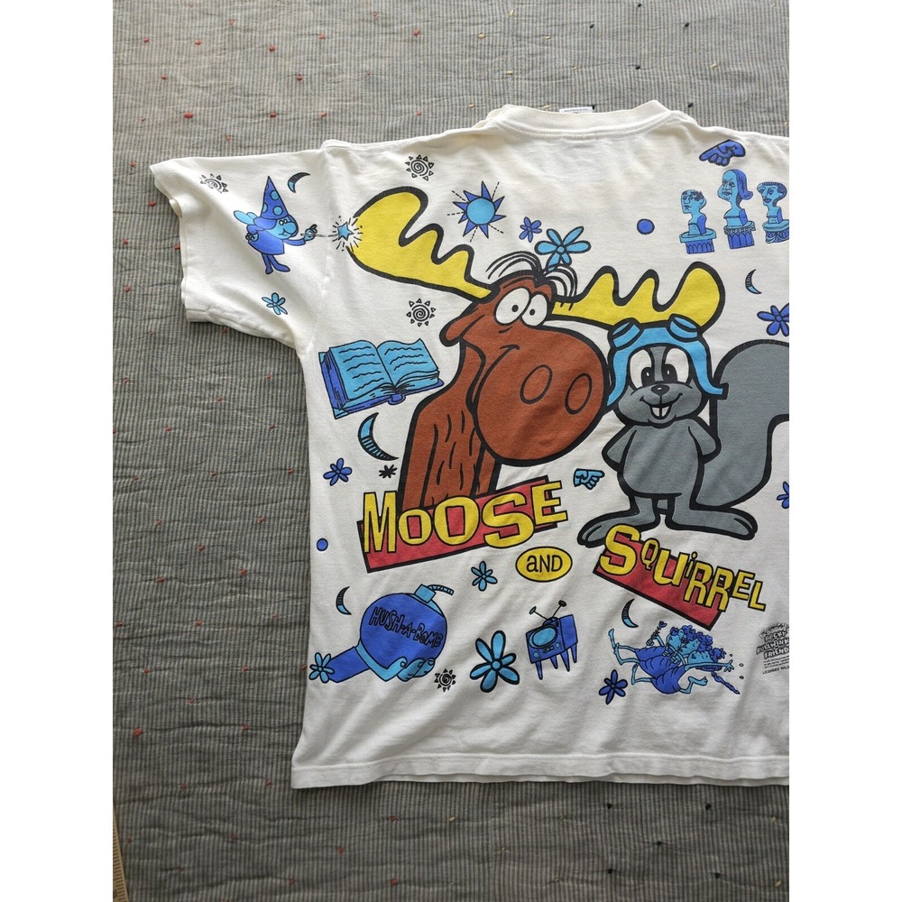 Vintage 1990s Rocky And Bullwinkle And Friends‎ Show AOP T-shirt Wild Oats XL - Picture 6 of 14